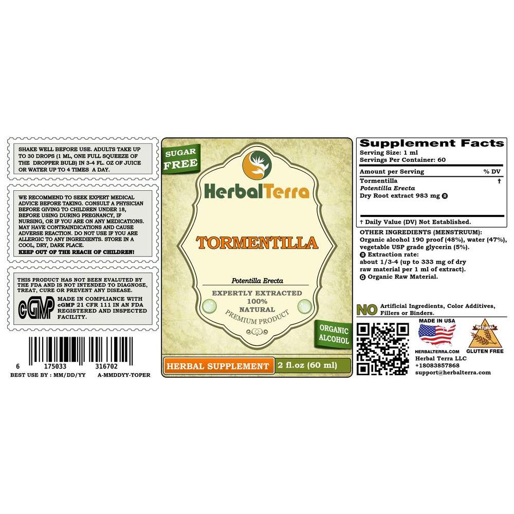 h Tormentilla (Potentilla erecta) Tincture, Dried Roots Liquid Extract